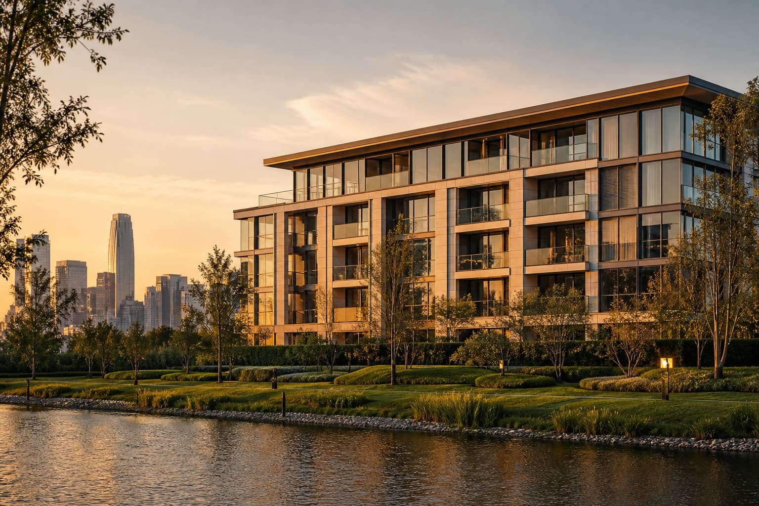 Moderne Wohnarchitektur im Abendlicht — Kapitalanlage-Immobilie
